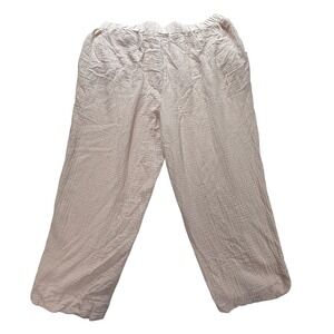 Joan‎ Rivers 1X Plus Size 100% Cotton Crinkle Knit Wide Leg Pull On Pants EUC